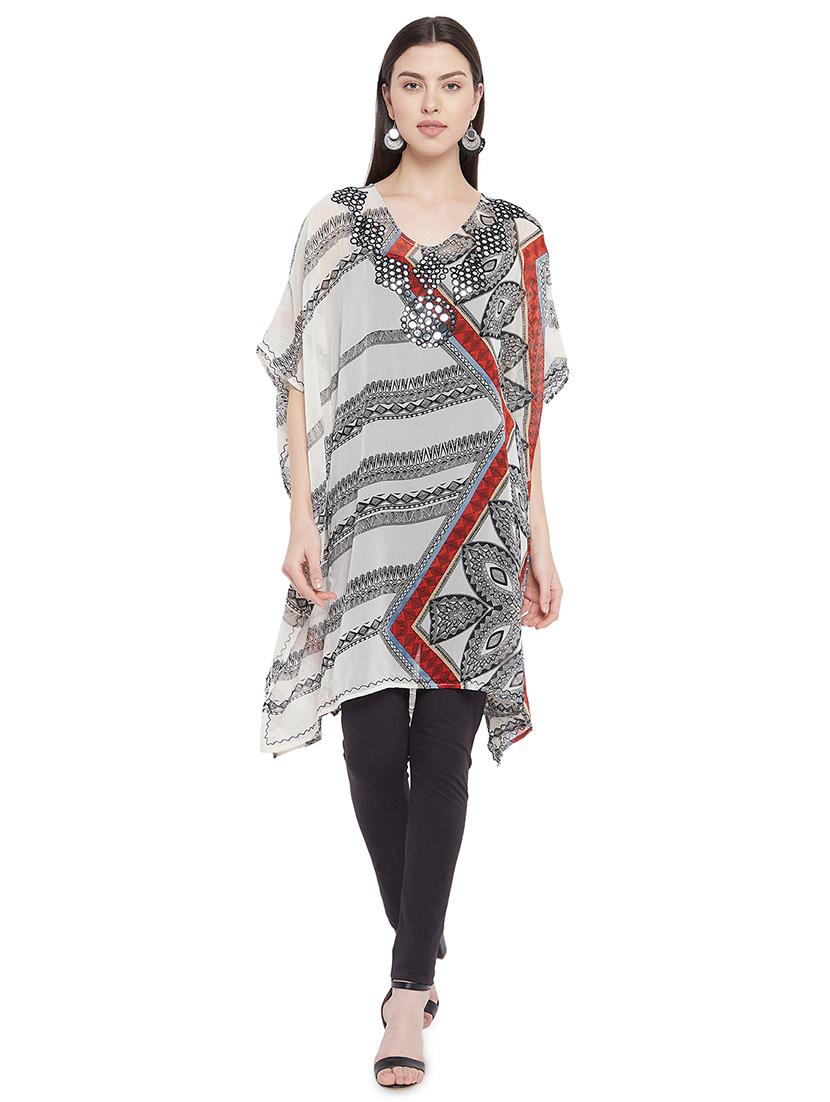 round neck printed kaftan tunic - 18275144 - Zoom Image - 4