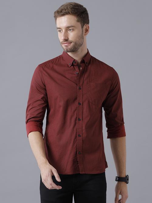 maroon printed casual shirt - 18275946 - Very Small Image - 1