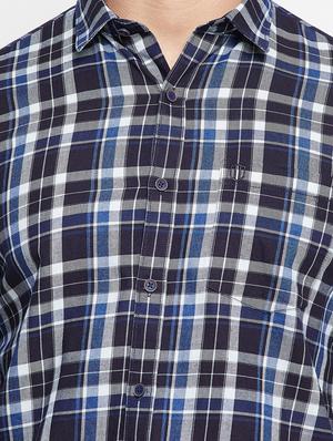 navy-blue checkered casual shirt - 18276061 - Standard Image - 5