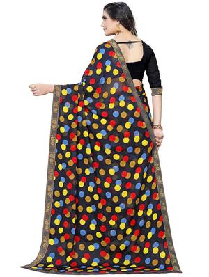 black polka dots saree with blouse - 18276125 - Standard Image - 2
