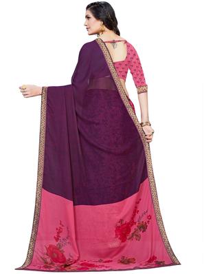 floral printed saree with blouse - 18276138 - Standard Image - 2