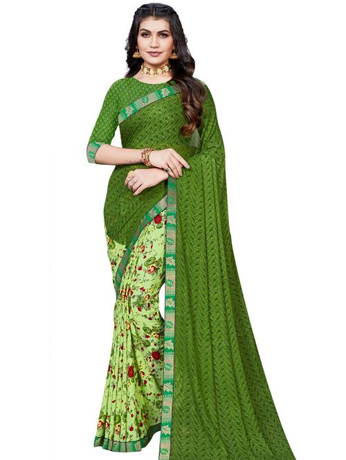 floral printed saree with blouse - 18276139 - Very Small Image - 1