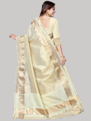 solid bordered saree with blouse - 18276303 - Standard Image - 2