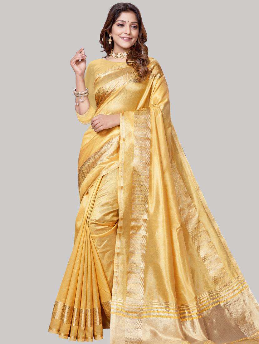 solid bordered saree with blouse - 18276305 - Zoom Image - 1