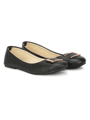 black faux leather slip on ballerina - 18277428 - Standard Image - 3