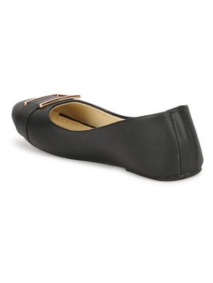 black faux leather slip on ballerina - 18277428 - Standard Image - 4