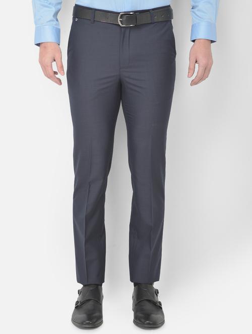 navy blue checkered formal trouser - 18277529 - Standard Image - 1