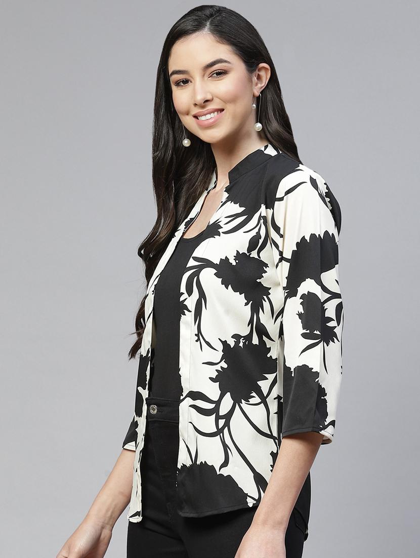 mandarin neck floral shrug - 18277712 - Zoom Image - 2
