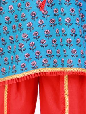 blue kurta salwar set suit set - 18277794 - Standard Image - 5