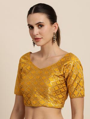 gold raw silk brocade blouse - 18277942 - Standard Image - 2