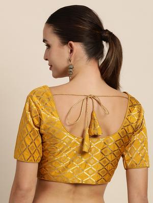 gold raw silk brocade blouse - 18277942 - Standard Image - 3