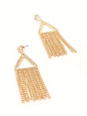 gold metal drop earring - 18277969 - Standard Image - 2