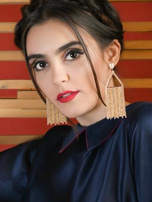 gold metal drop earring - 18277969 - Standard Image - 5