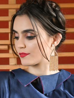 gold metal drop earring - 18277969 - Standard Image - 6