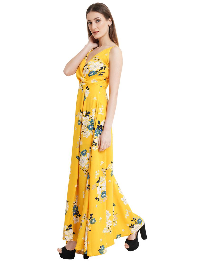 overlap neck floral fit & flare dress - 18278515 - Zoom Image - 2