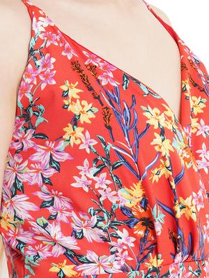 overlap neck floral fit & flare dress - 18278521 - Standard Image - 4