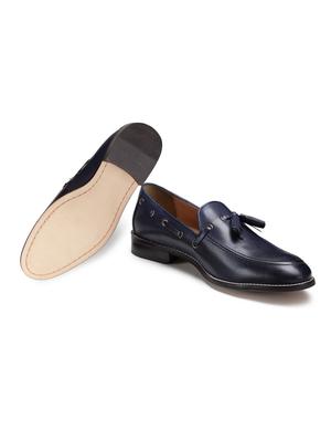 navy leather slip on loafers - 18280614 - Standard Image - 5