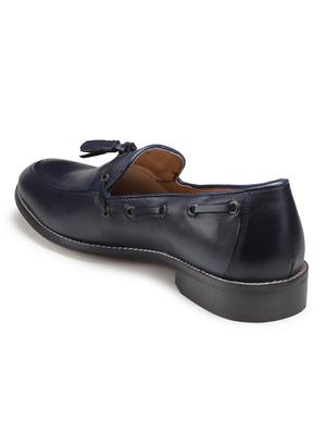 navy leather slip on loafers - 18280614 - Standard Image - 6