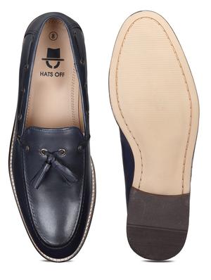 navy leather slip on loafers - 18280614 - Standard Image - 8