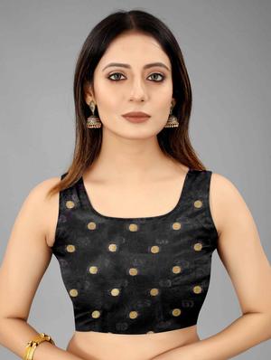 black silk fusion saree with blouse - 18280757 - Standard Image - 5