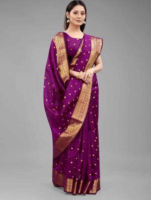 golden zari work woven saree with blouse - 18280760 - Standard Image - 3