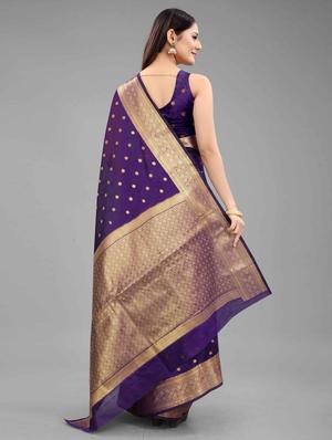 golden zari work woven saree with blouse - 18280761 - Standard Image - 4