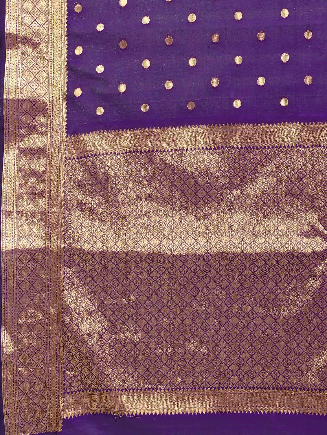 golden zari work woven saree with blouse - 18280761 - Zoom Image - 6