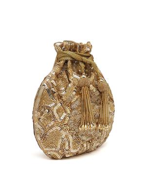 gold sequined regular potli - 18280871 - Standard Image - 5