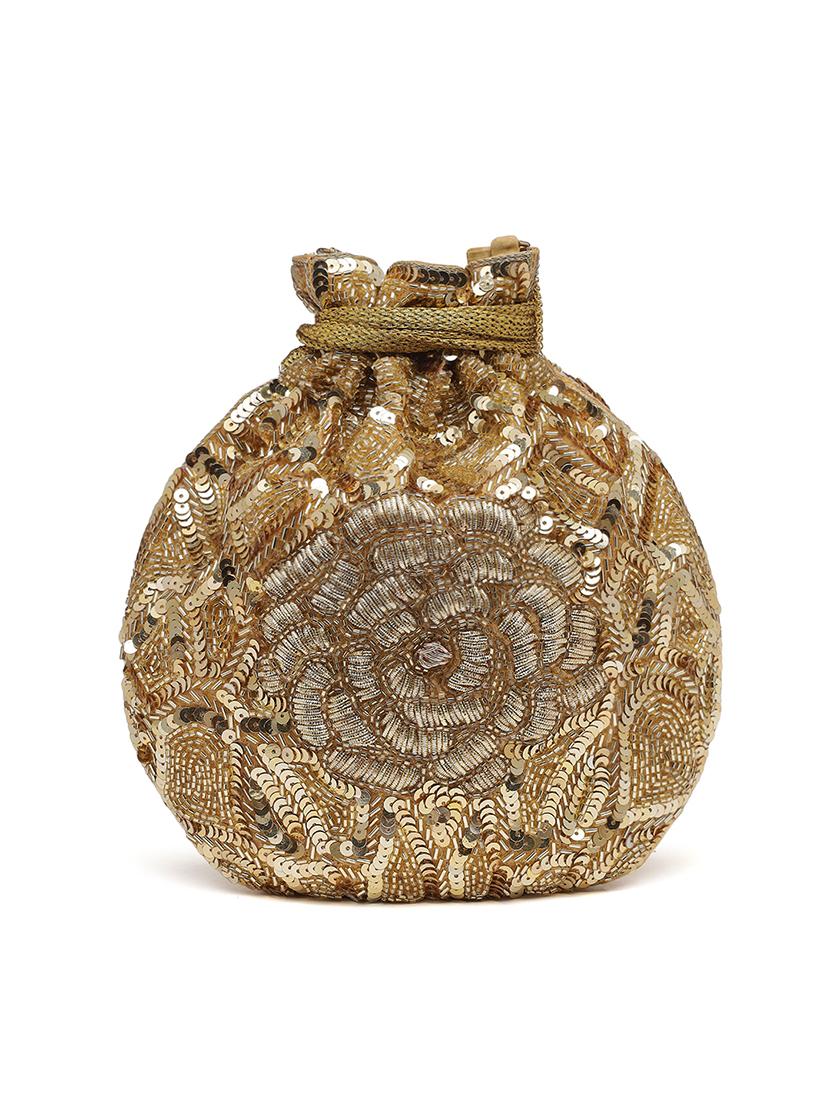 gold sequined regular potli - 18280871 - Zoom Image - 2