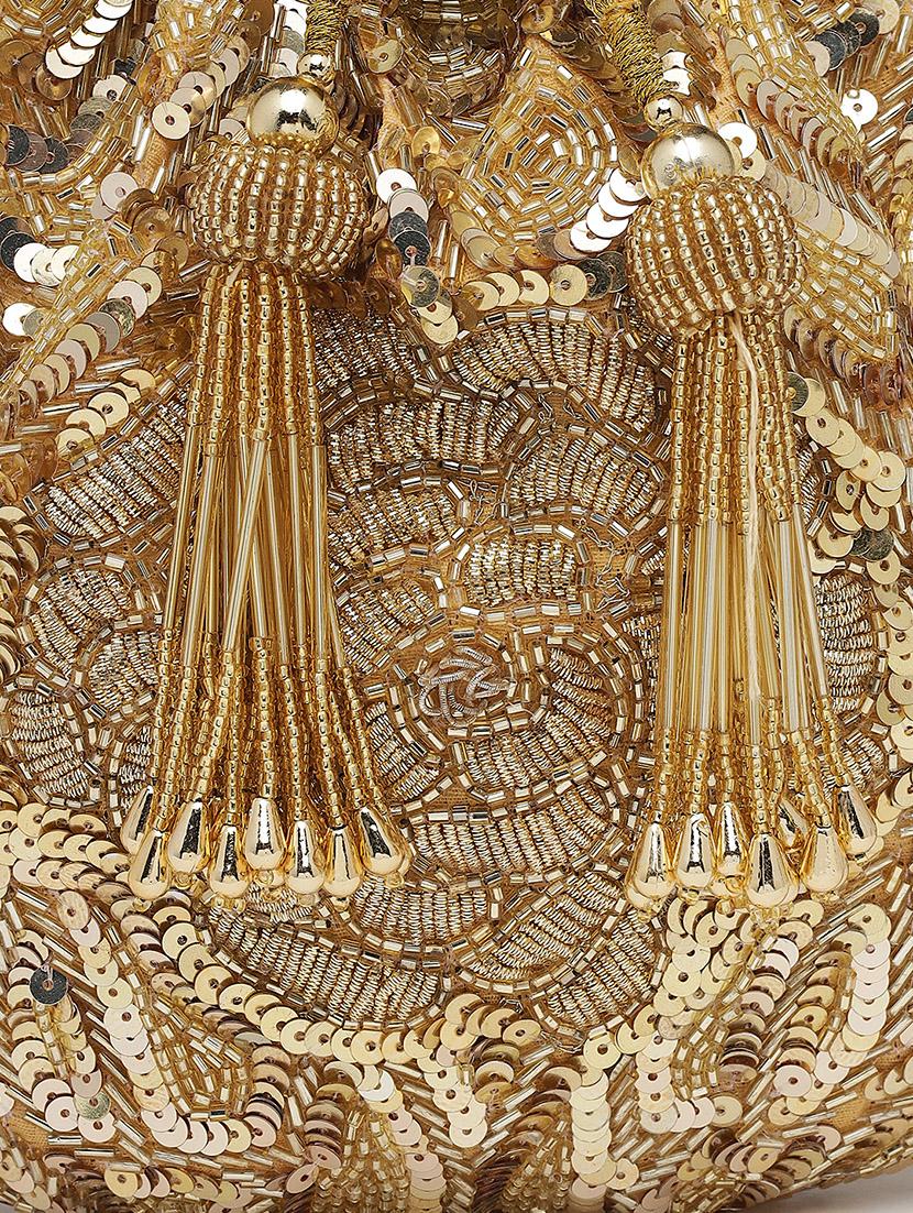 gold sequined regular potli - 18280871 - Zoom Image - 4