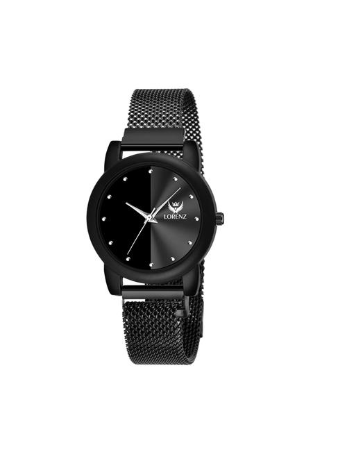 lorenz black dial & black magnetic mesh strap watch for women & girls - 18281322 - Very Small Image - 1