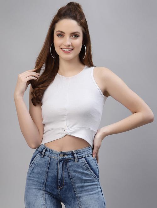 women's crop round neck top - 18281391 -  Standard Image - 0