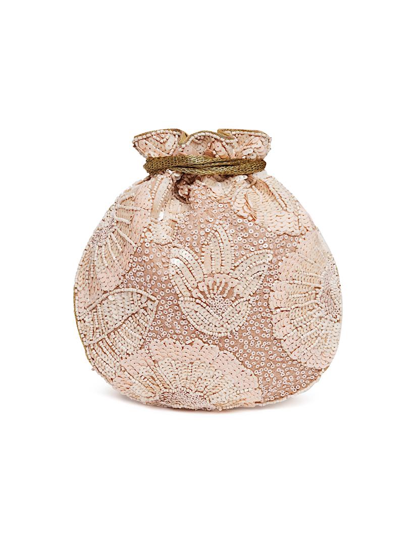 pink sequined regular potli - 18281412 - Zoom Image - 2
