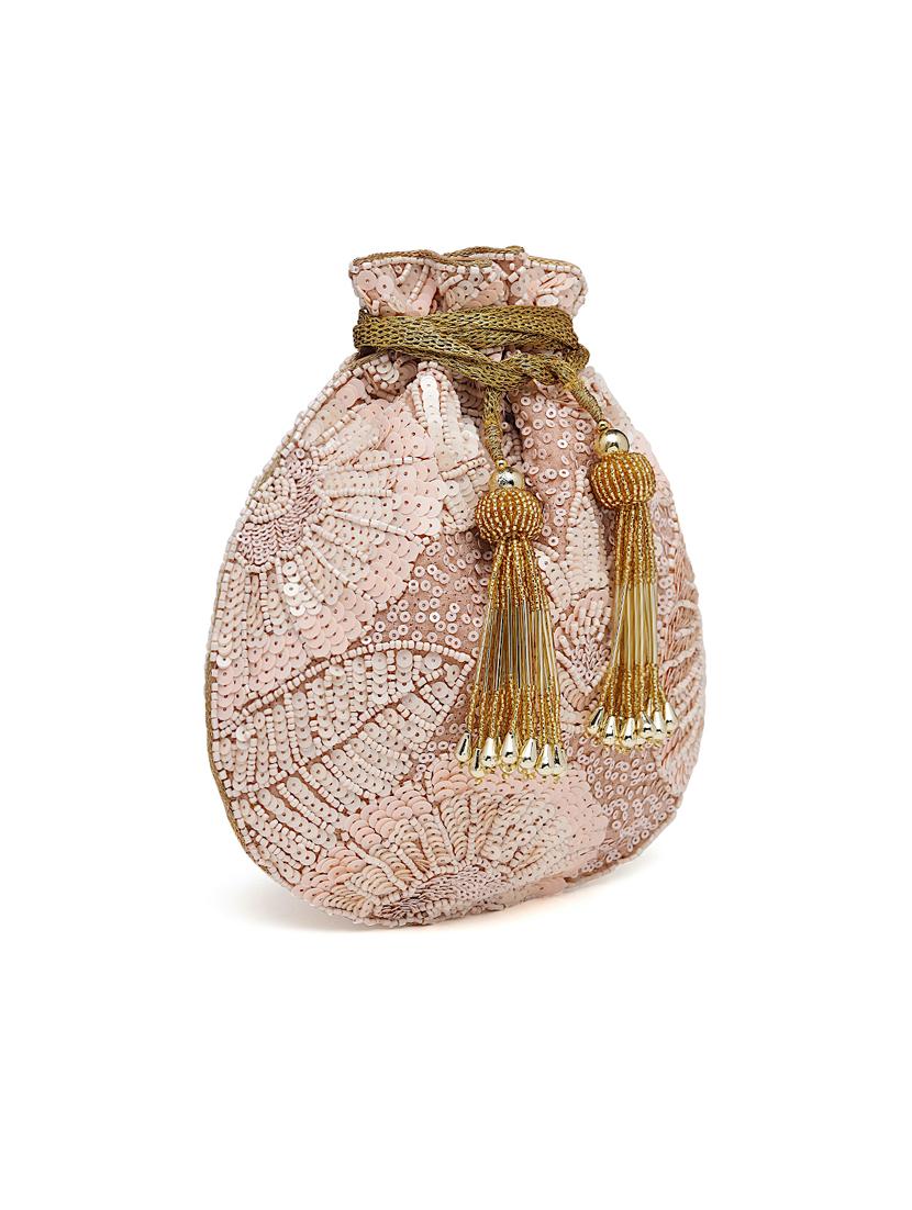 pink sequined regular potli - 18281412 - Zoom Image - 5