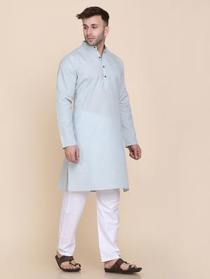 light-blue melange ethnic wear set - 18281443 - Standard Image - 2