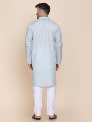 light-blue melange ethnic wear set - 18281443 - Standard Image - 4