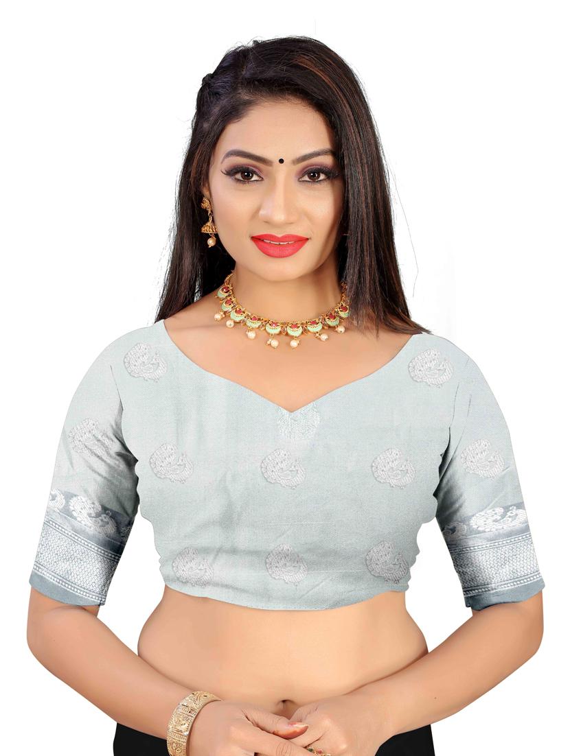 black art silk woven saree with blouse - 18281631 - Zoom Image - 3