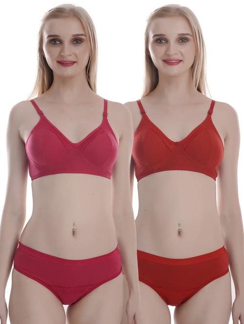 pack of 2 solid bra and panty set - 18281958 - Standard Image - 1