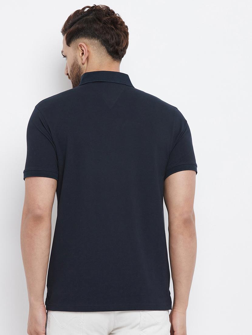 navy blue solid polo t-shirt - 18282481 - Zoom Image - 4
