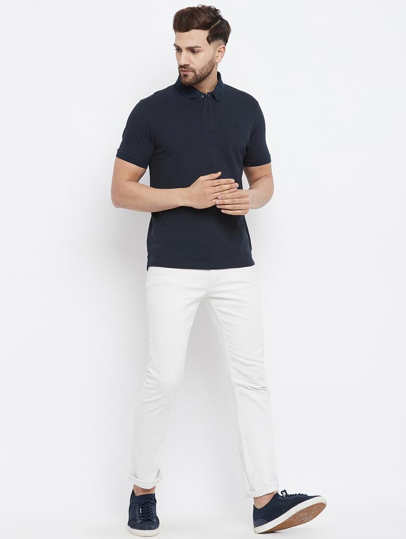 navy blue solid polo t-shirt - 18282481 - Zoom Image - 5