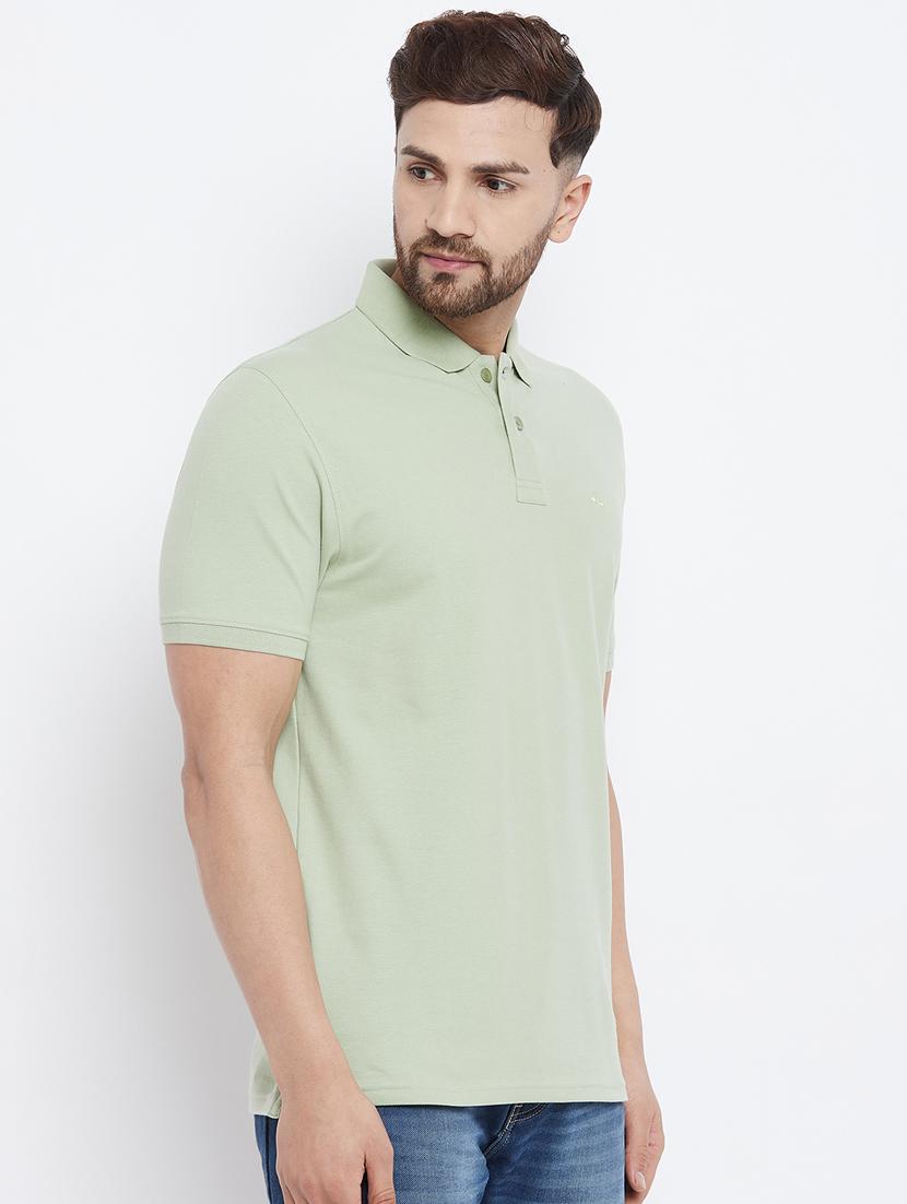 green solid polo t-shirt - 18282483 - Zoom Image - 2