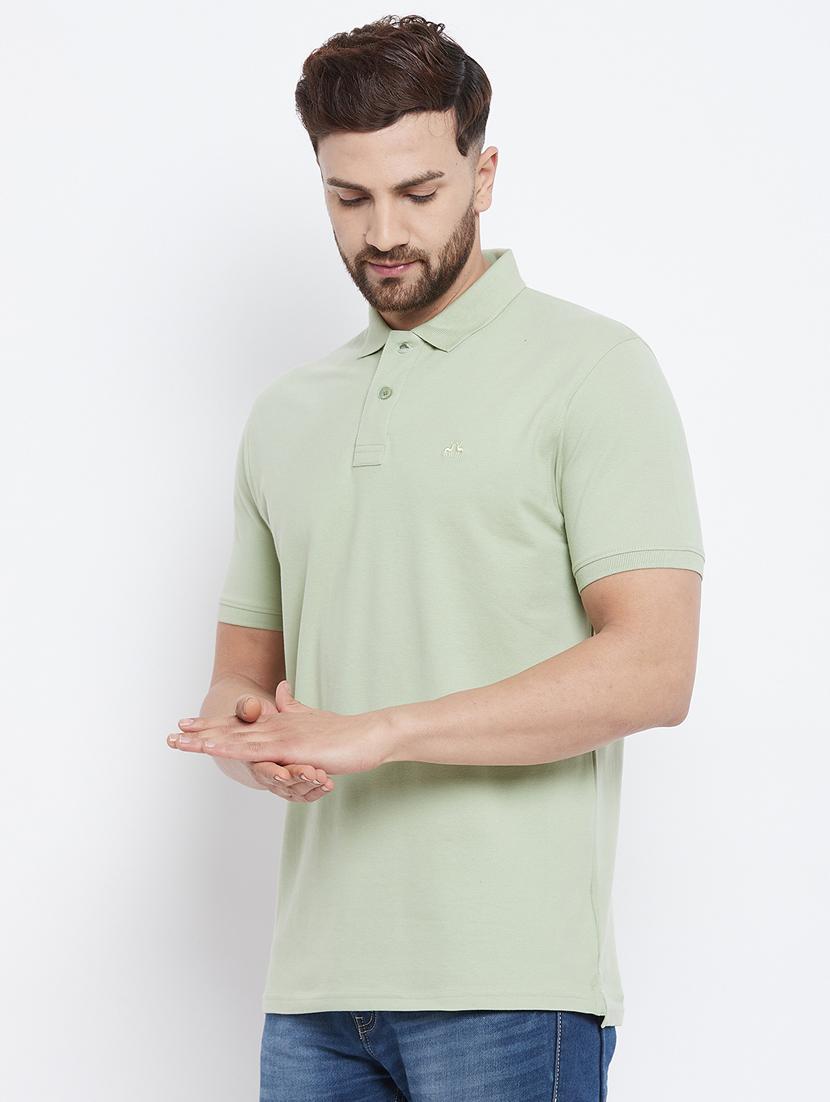 green solid polo t-shirt - 18282483 - Zoom Image - 3