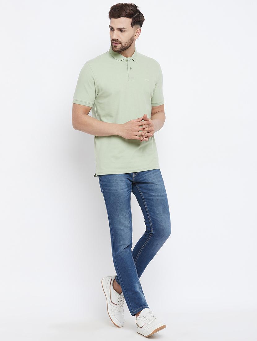 green solid polo t-shirt - 18282483 - Zoom Image - 5