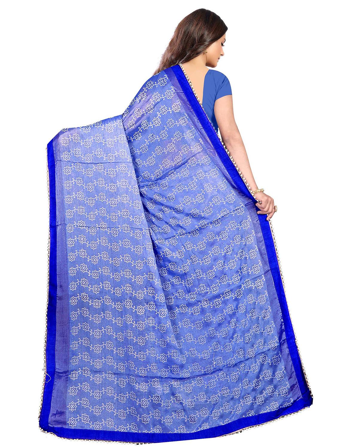 lace bordered printed saree with blouse - 18283932 - Zoom Image - 2