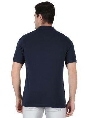 navy blue solid polo t-shirt - 18284050 - Standard Image - 3