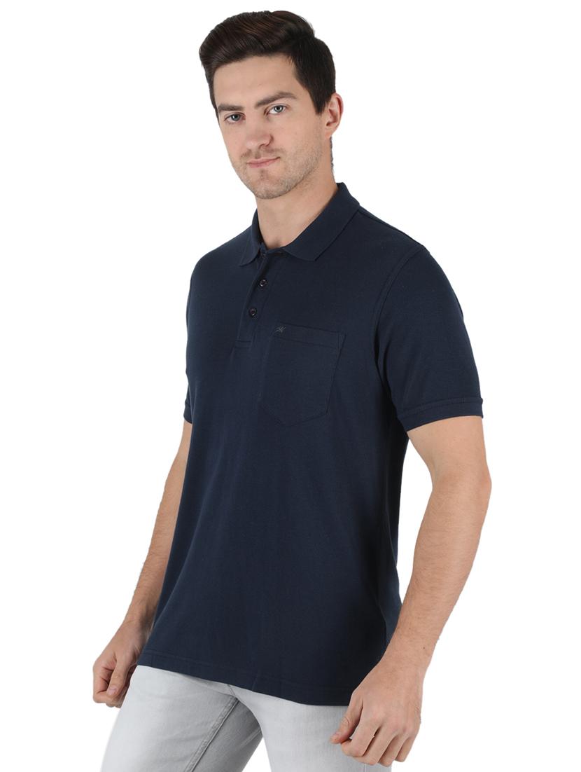 navy blue solid polo t-shirt - 18284050 - Zoom Image - 2