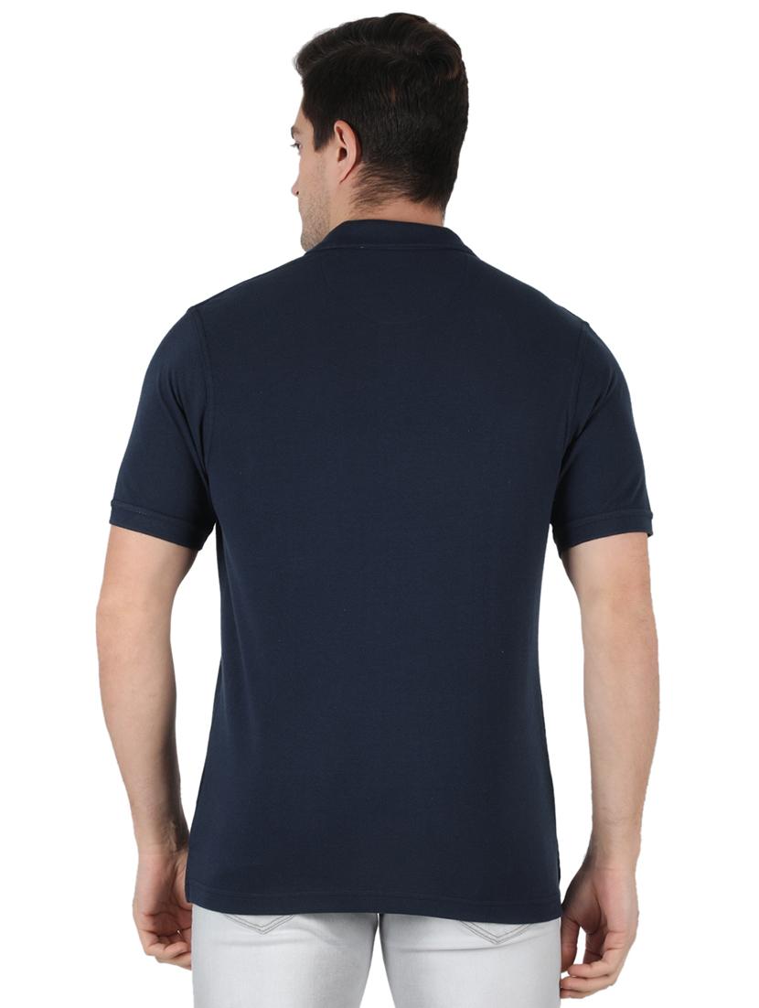navy blue solid polo t-shirt - 18284050 - Zoom Image - 3