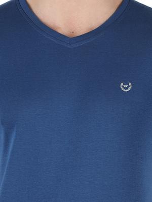 navy-blue solid t-shirt - 18284094 - Standard Image - 4