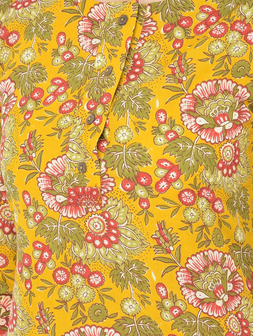 yellow printed a-line kurta - 18284558 - Zoom Image - 6