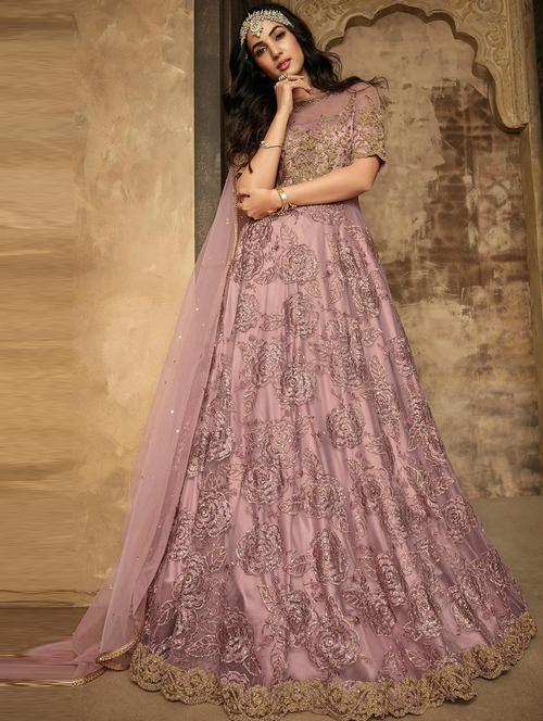 pink net flared lehenga - 18284834 - Standard Image - 1